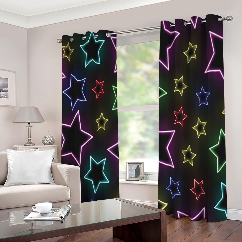 Lights Star Pattern Print Extra Wide Grommet Curtains