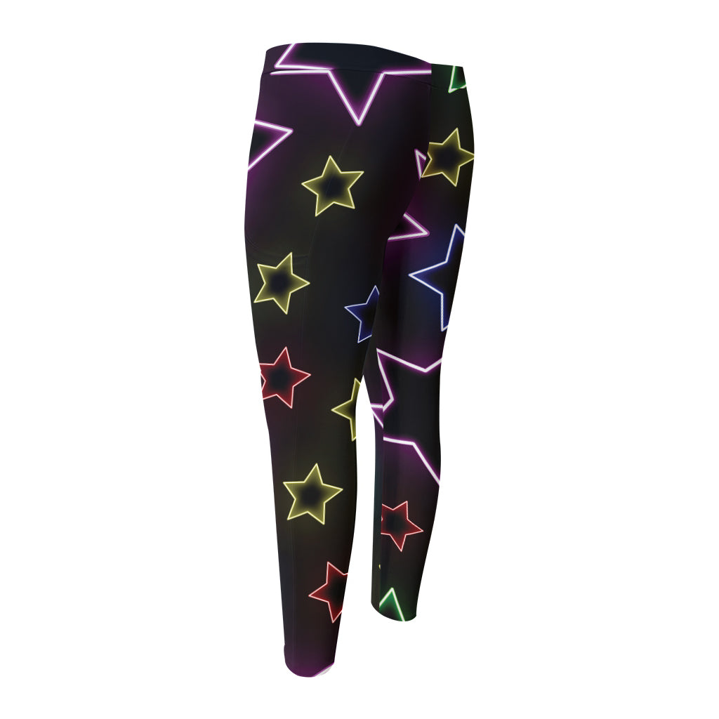 Lights Star Pattern Print Men's Compression Pants
