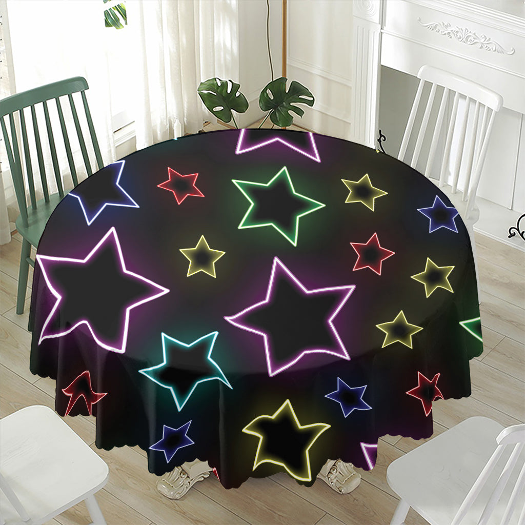 Lights Star Pattern Print Waterproof Round Tablecloth