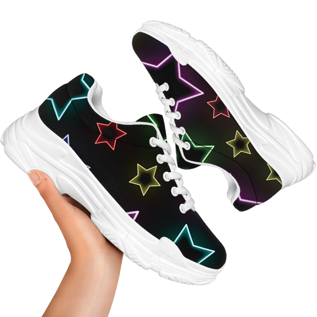 Lights Star Pattern Print White Chunky Shoes