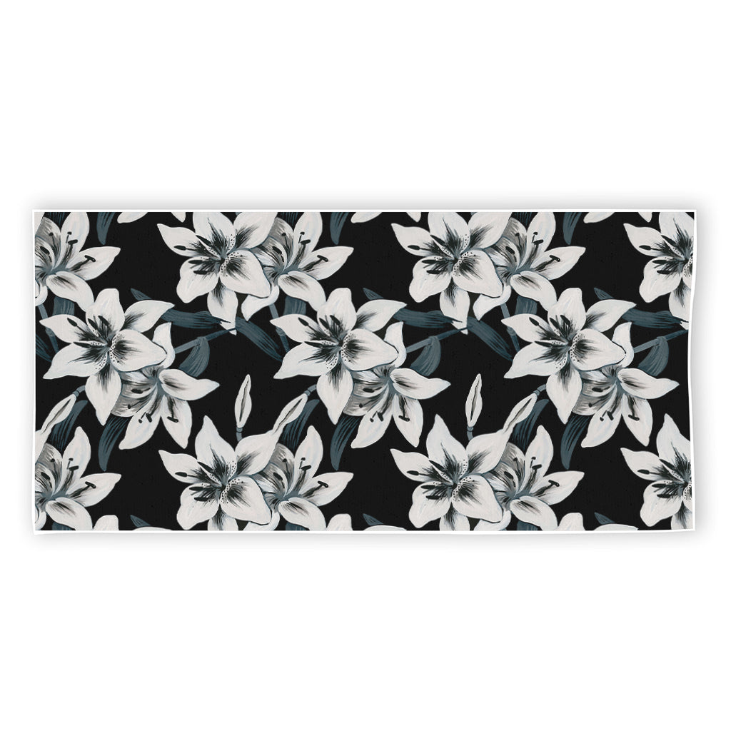 Lily Floral Pattern Print Beach Towel