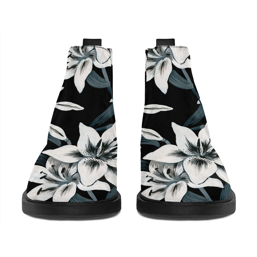 Lily Floral Pattern Print Flat Ankle Boots