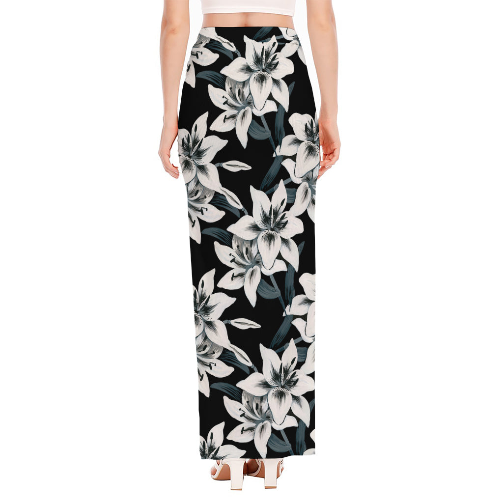 Lily Floral Pattern Print High Slit Maxi Skirt