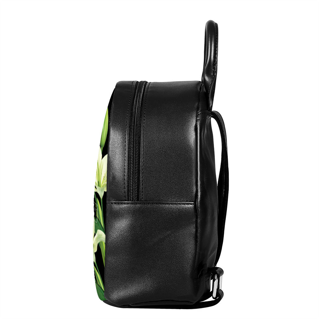 Lily Floral Print Leather Backpack