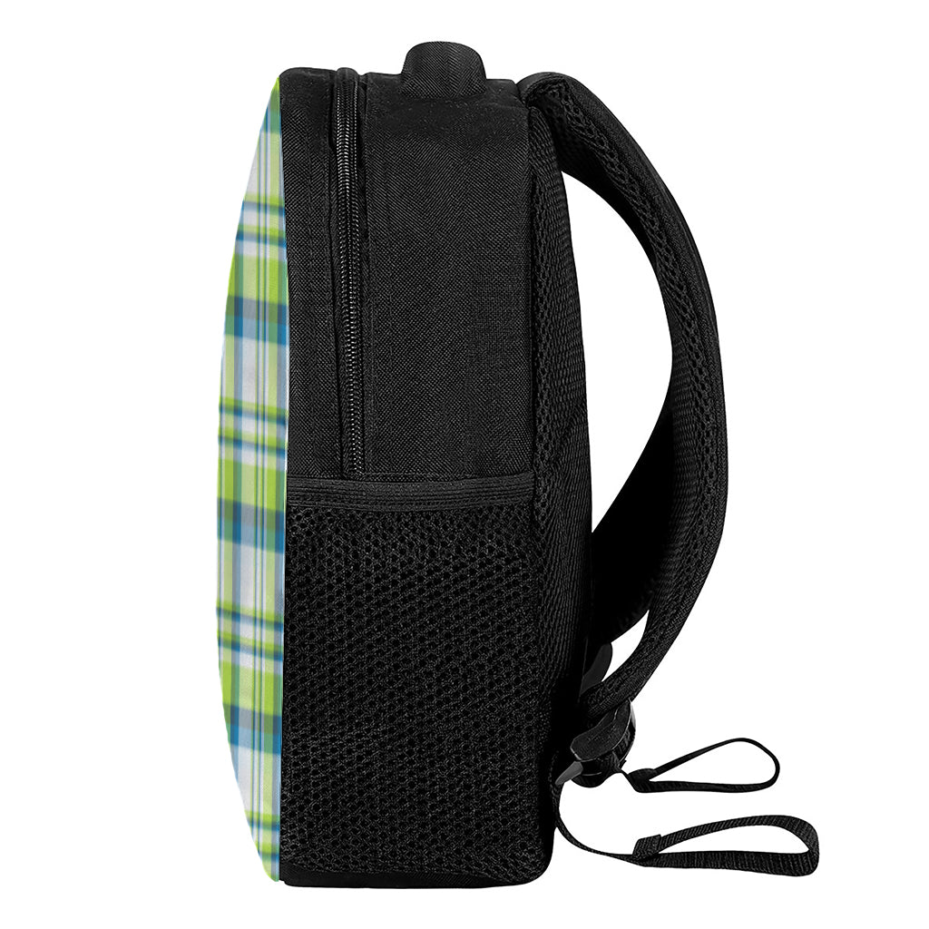 Lime And Blue Madras Plaid Print Casual Backpack