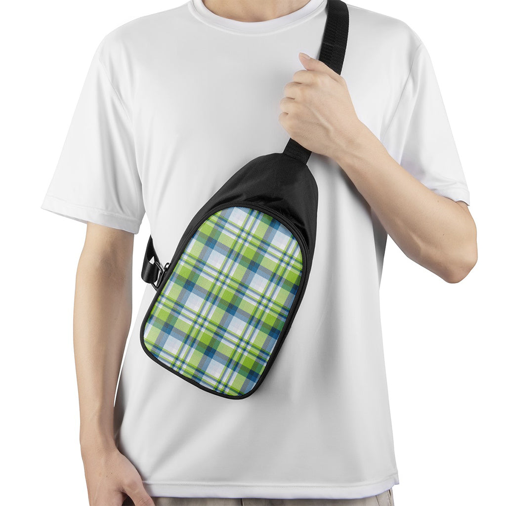Lime And Blue Madras Plaid Print Chest Bag