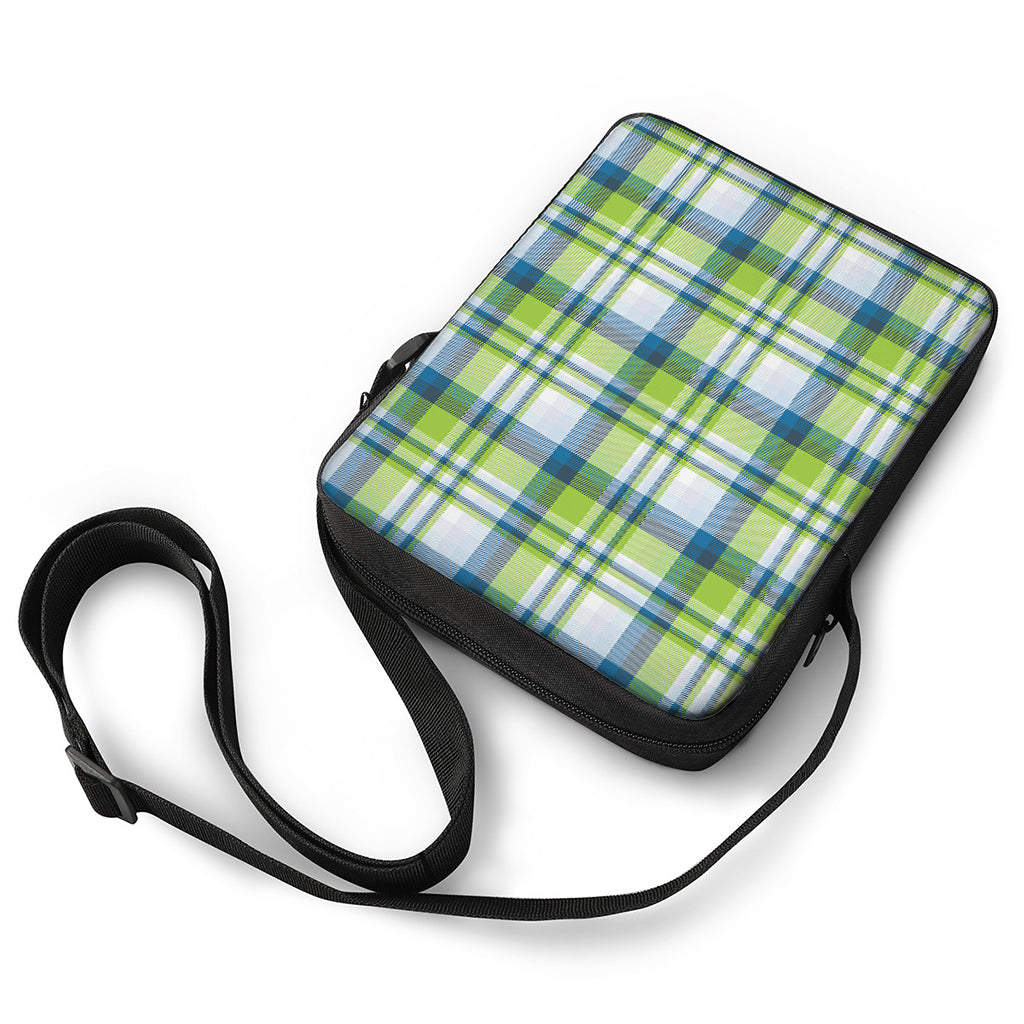 Lime And Blue Madras Plaid Print Rectangular Crossbody Bag