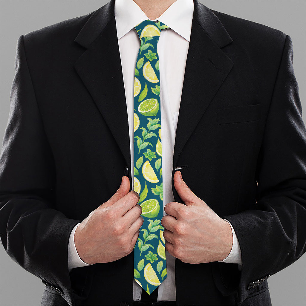 Lime And Lemon Pattern Print Necktie