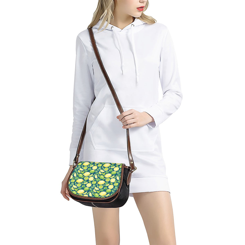 Lime And Lemon Pattern Print Saddle Bag