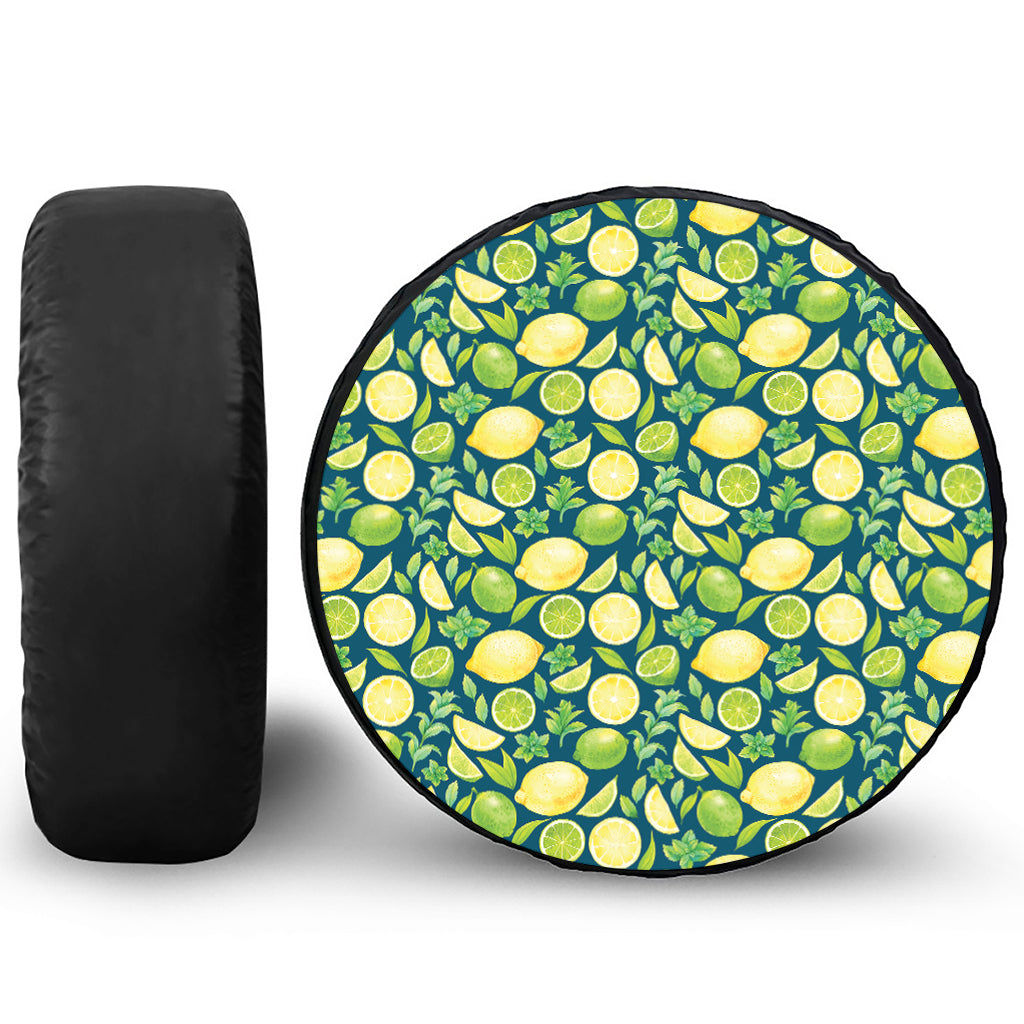Lime And Lemon Pattern Print Tire Cover