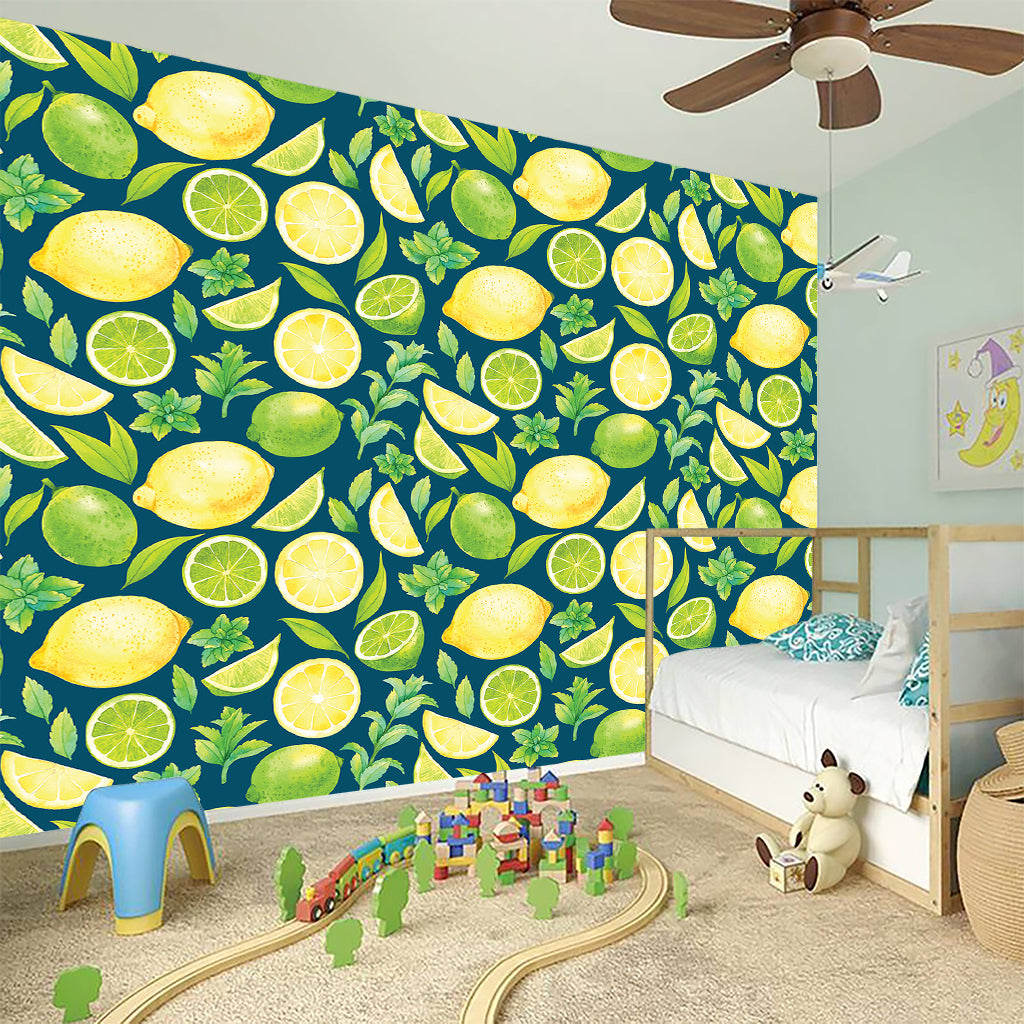 Lime And Lemon Pattern Print Wall Sticker