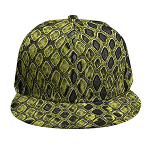 Lime Green And Black Snakeskin Print Snapback Cap