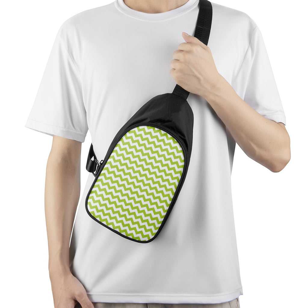 Lime Green And White Chevron Print Chest Bag