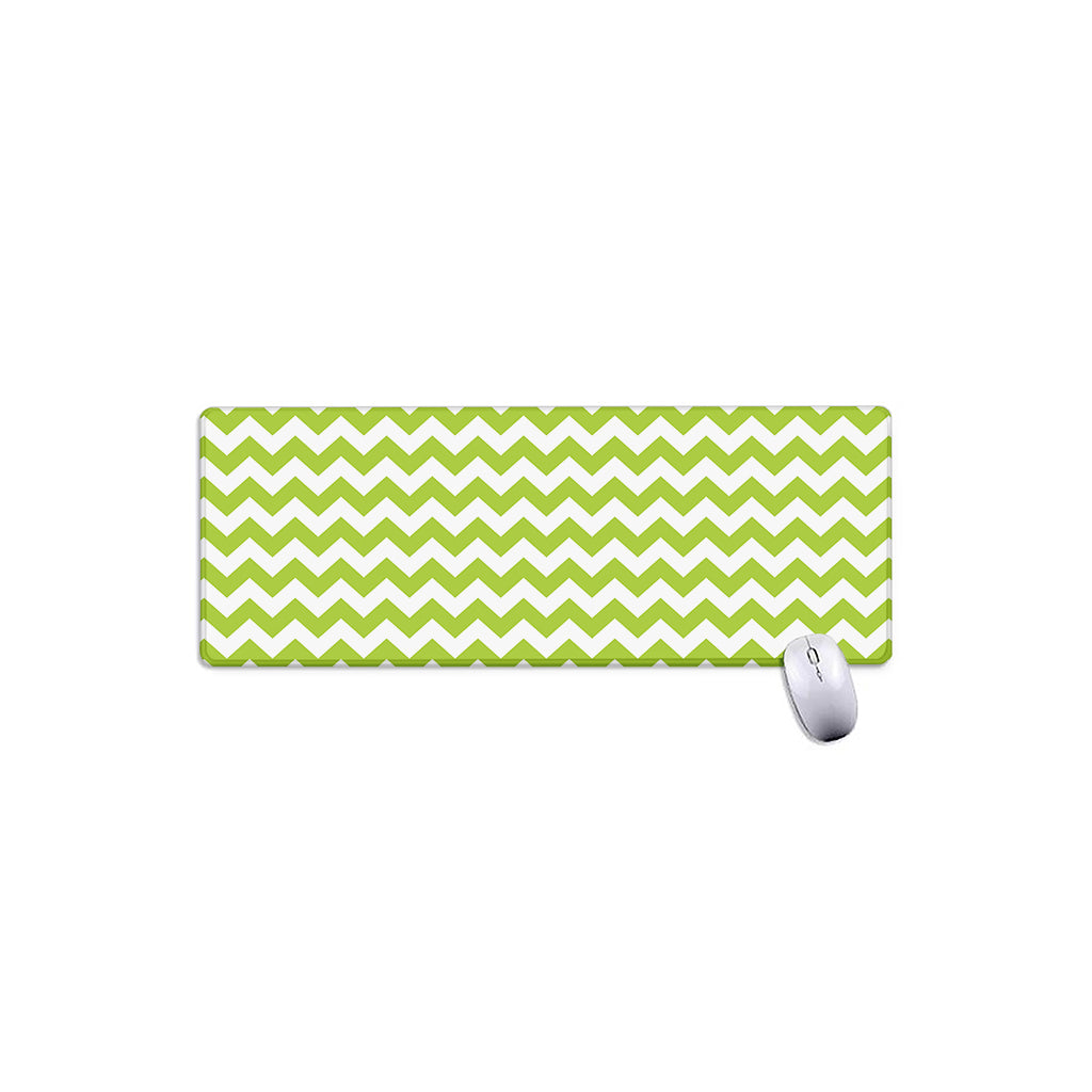Lime Green And White Chevron Print Extended Mouse Pad