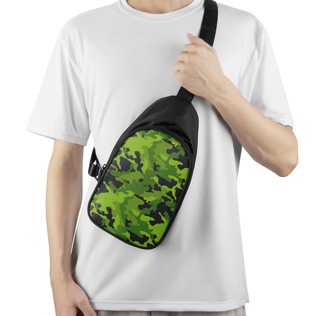 Lime Green Camouflage Print Chest Bag