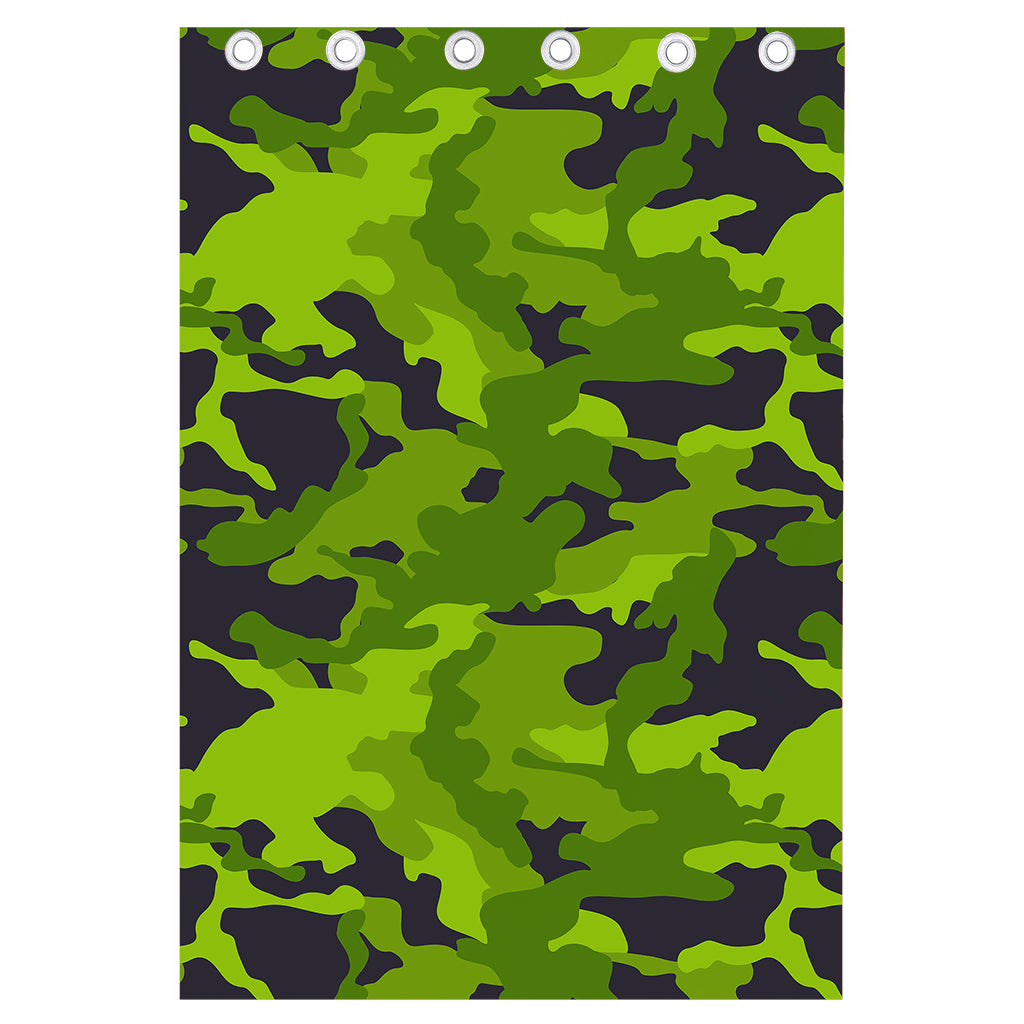 Lime Green Camouflage Print Curtain