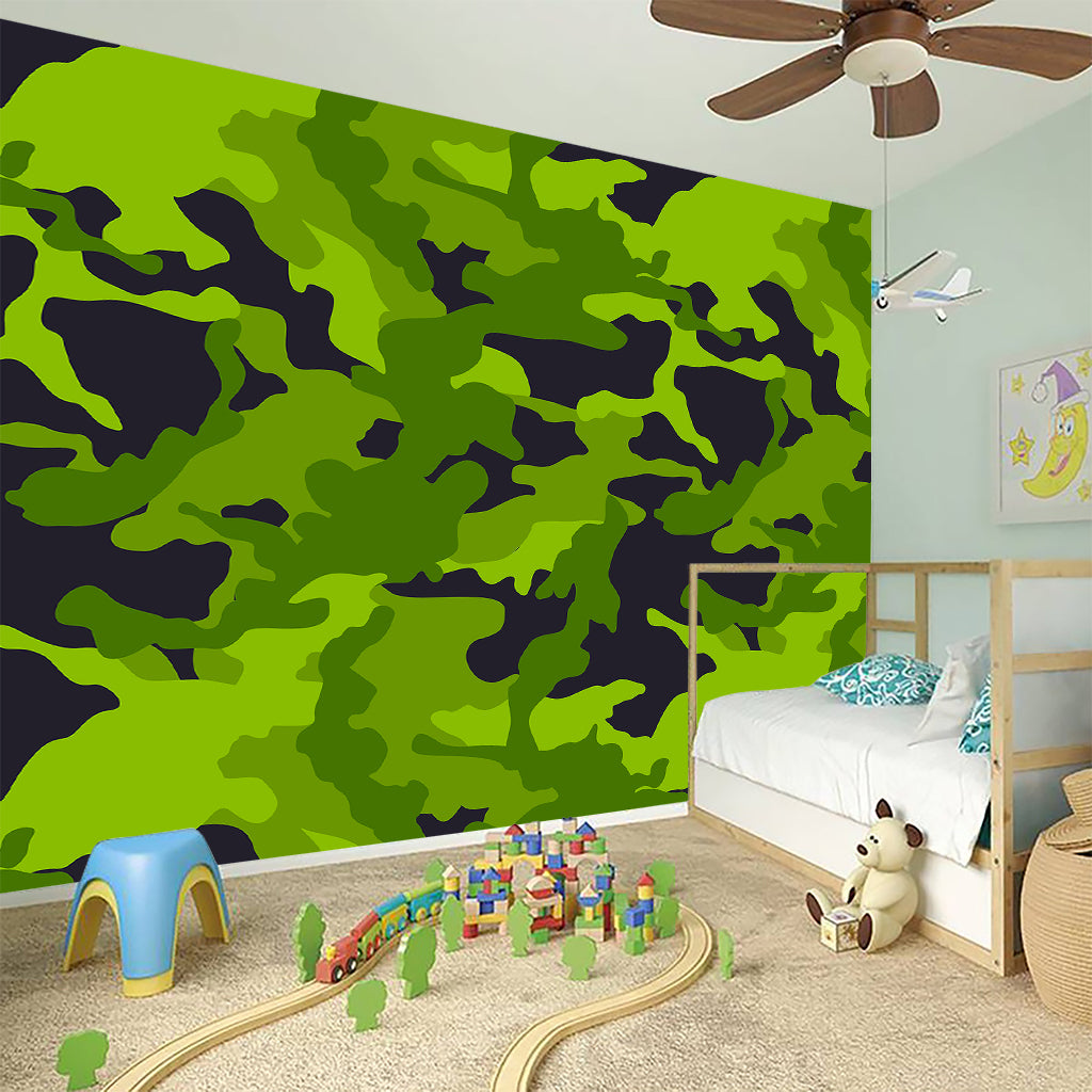 Lime Green Camouflage Print Wall Sticker
