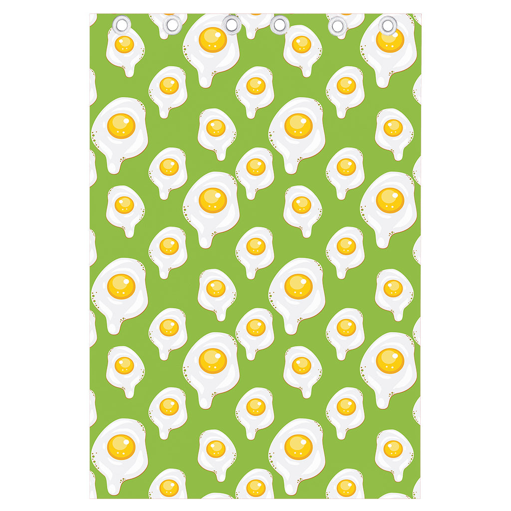 Lime Green Fried Eggs Pattern Print Curtain