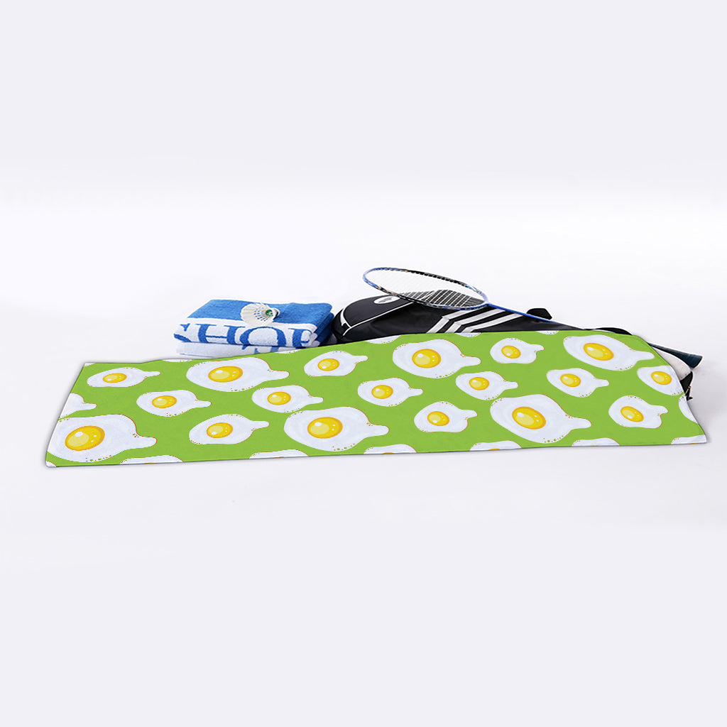 Lime Green Fried Eggs Pattern Print Sports Towel