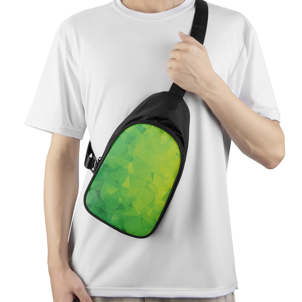 Lime Green Polygonal Geometric Print Chest Bag