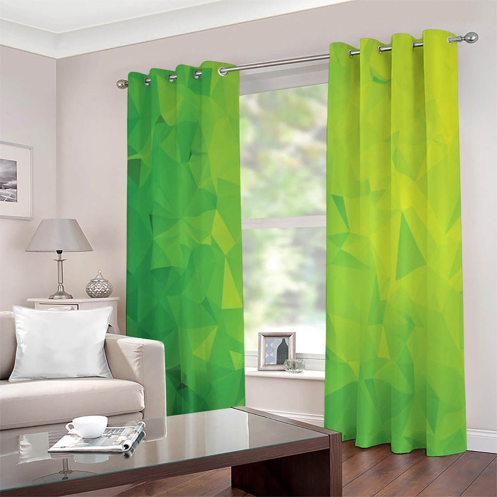 Lime Green Polygonal Geometric Print Extra Wide Grommet Curtains