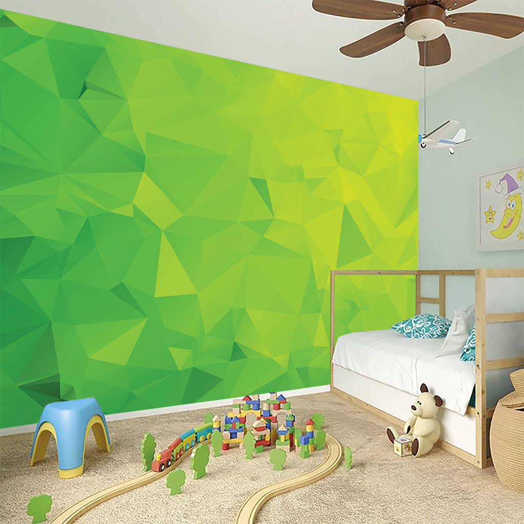 Lime Green Polygonal Geometric Print Wall Sticker