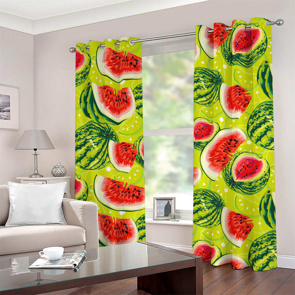 Lime Green Watermelon Pattern Print Grommet Curtains