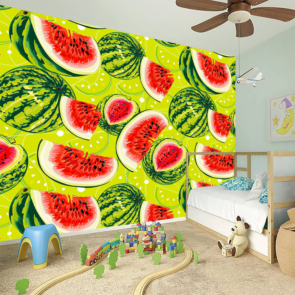 Lime Green Watermelon Pattern Print Wall Sticker