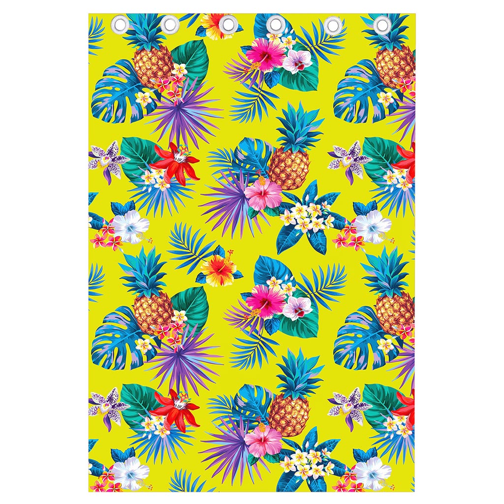 Lime Hawaiian Pineapple Pattern Print Curtain