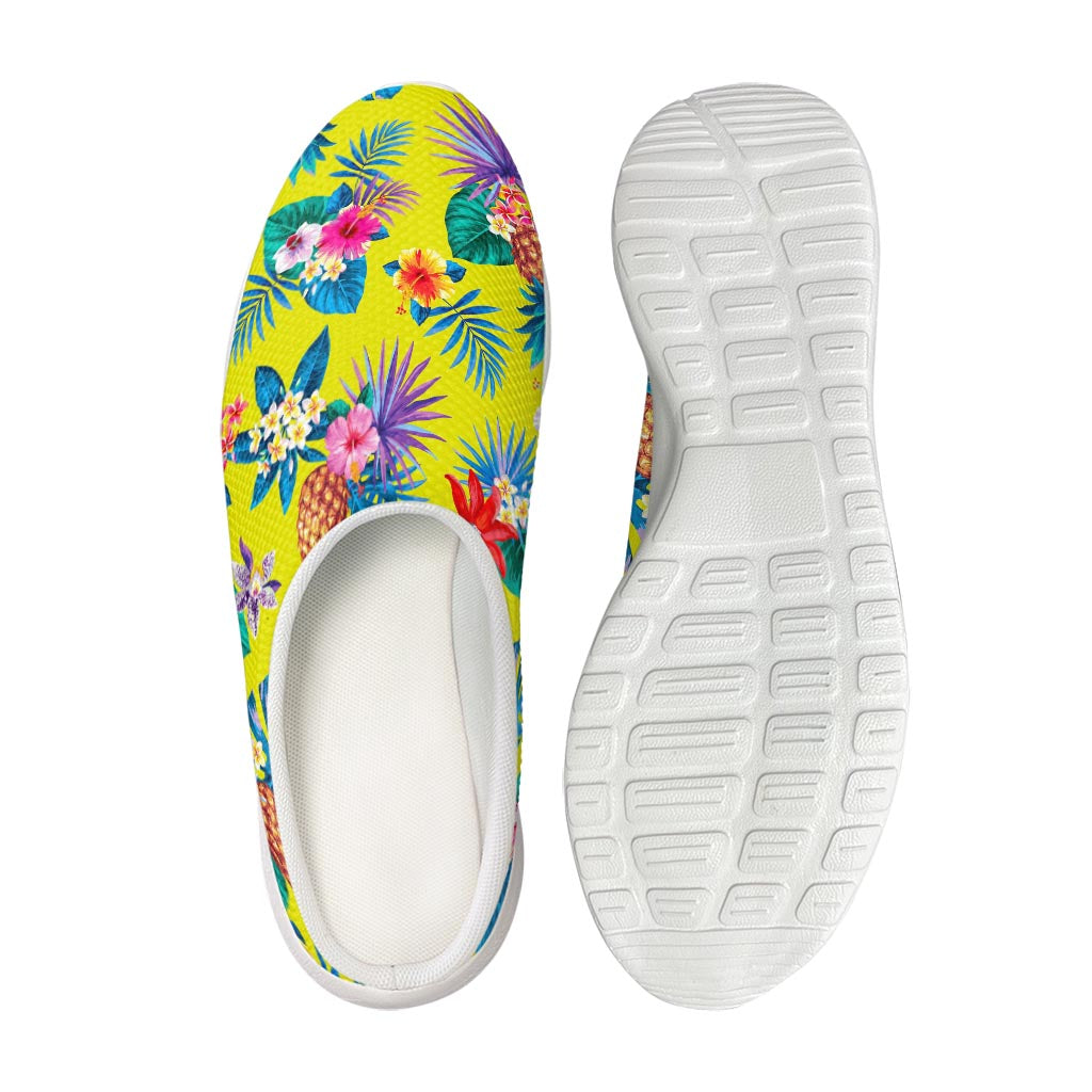 Lime Hawaiian Pineapple Pattern Print Mesh Casual Shoes