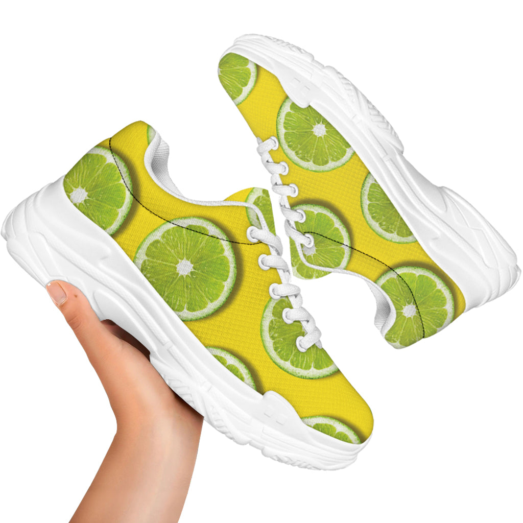 Lime Slices Pattern Print White Chunky Shoes
