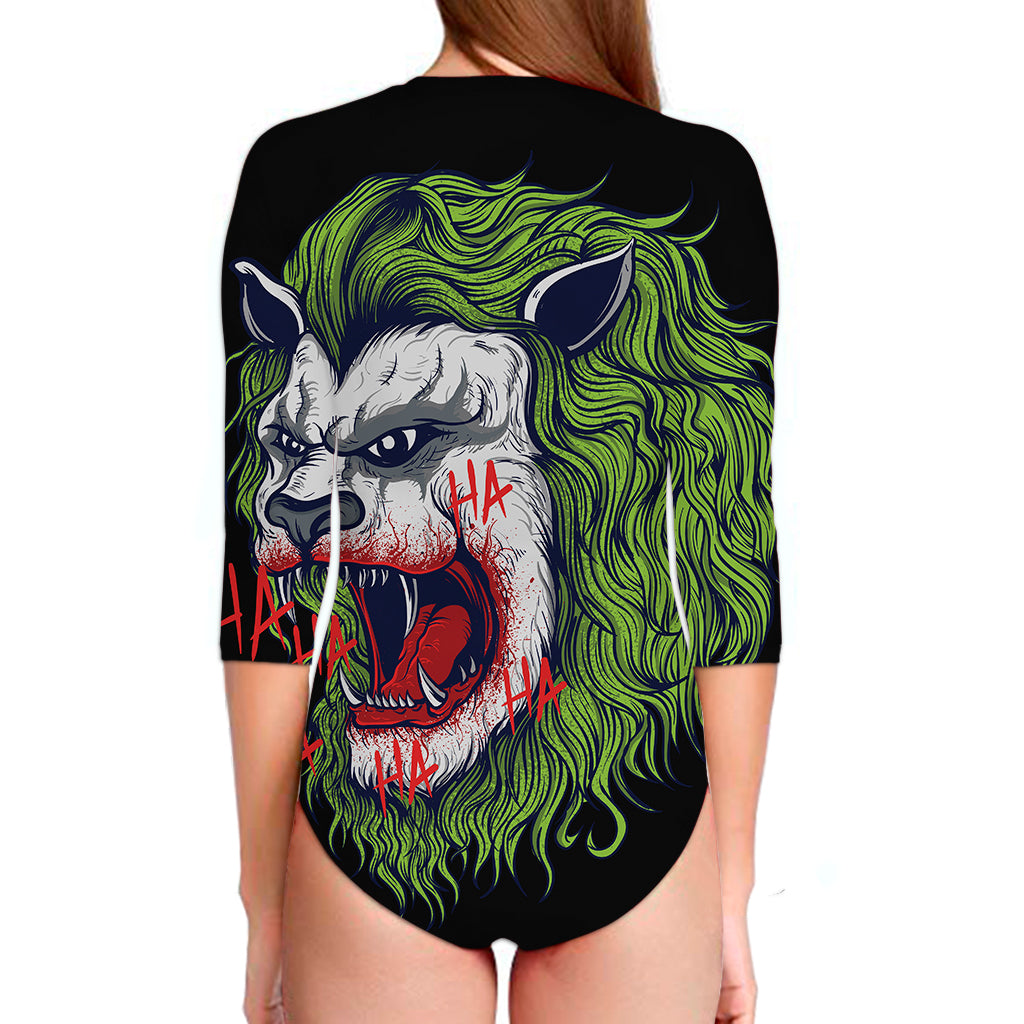 Lion Joker Print Long Sleeve Swimsuit