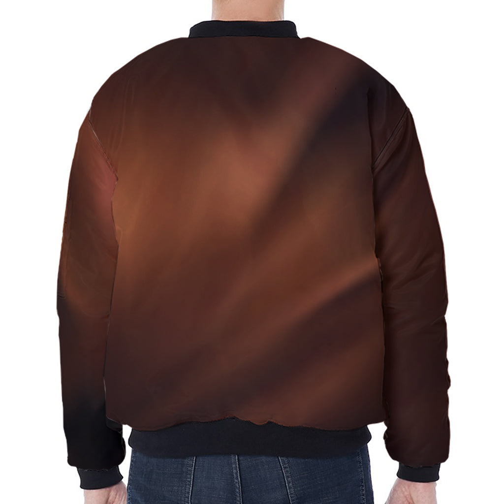 Liquid Chocolate Print Zip Sleeve Bomber Jacket