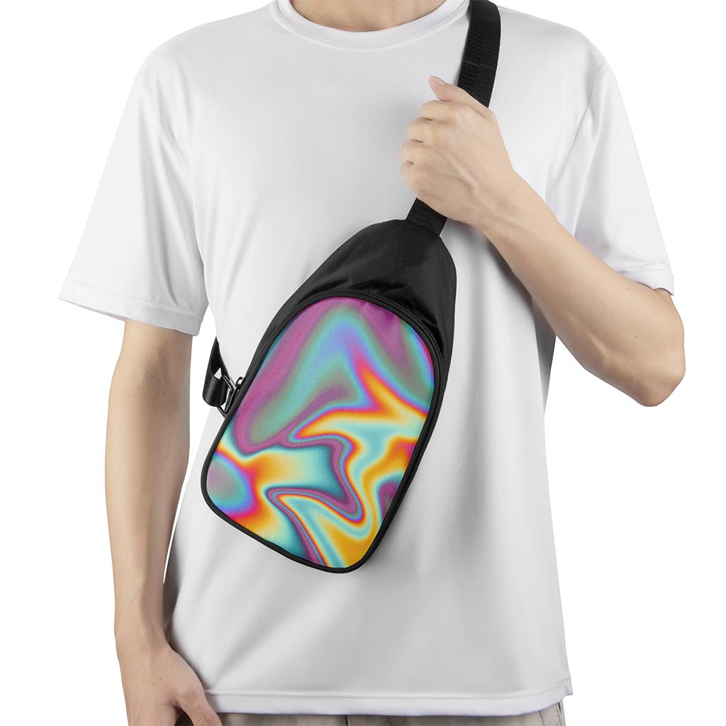 Liquid Holographic Trippy Print Chest Bag