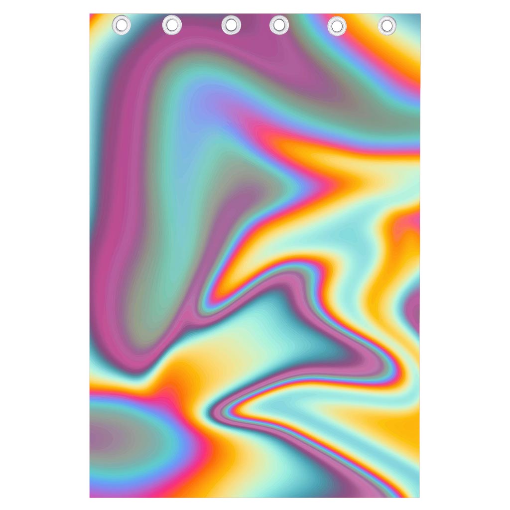 Liquid Holographic Trippy Print Curtain