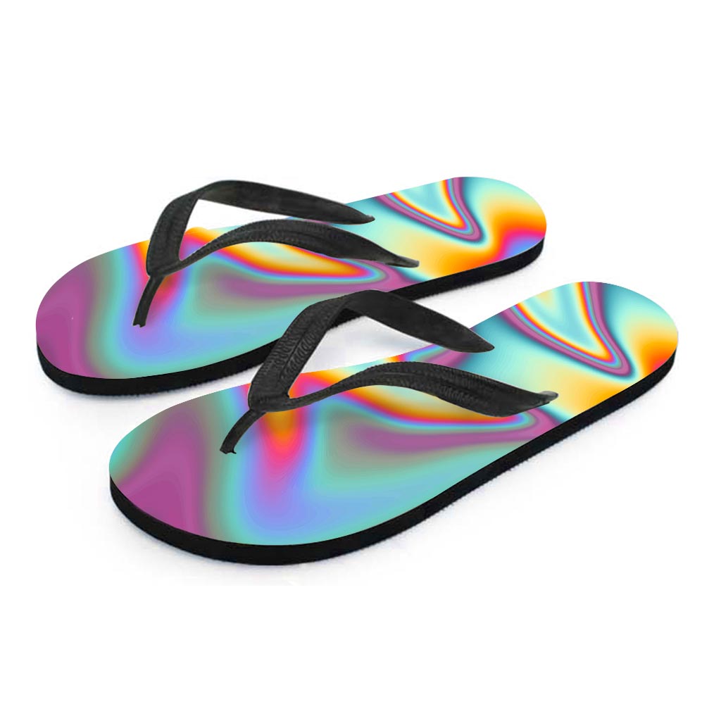Liquid Holographic Trippy Print Flip Flops
