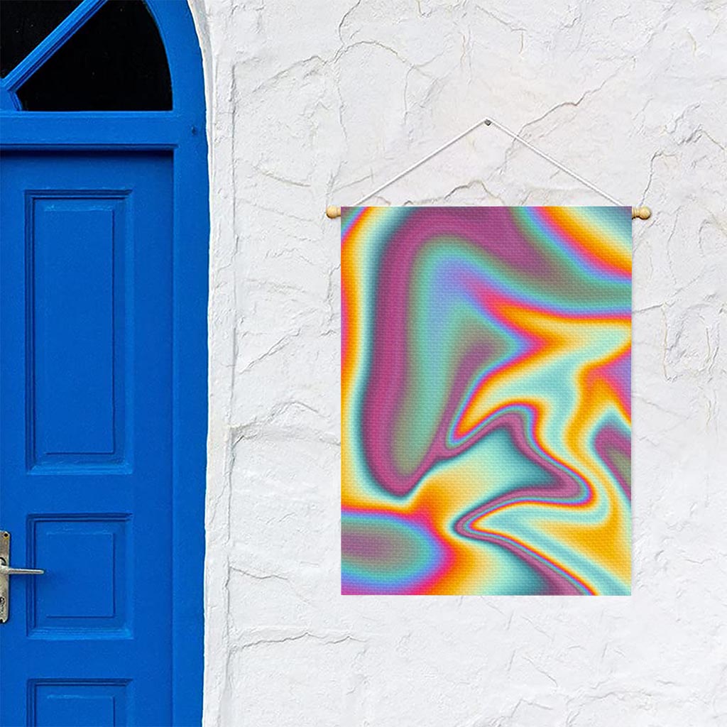 Liquid Holographic Trippy Print Garden Flag