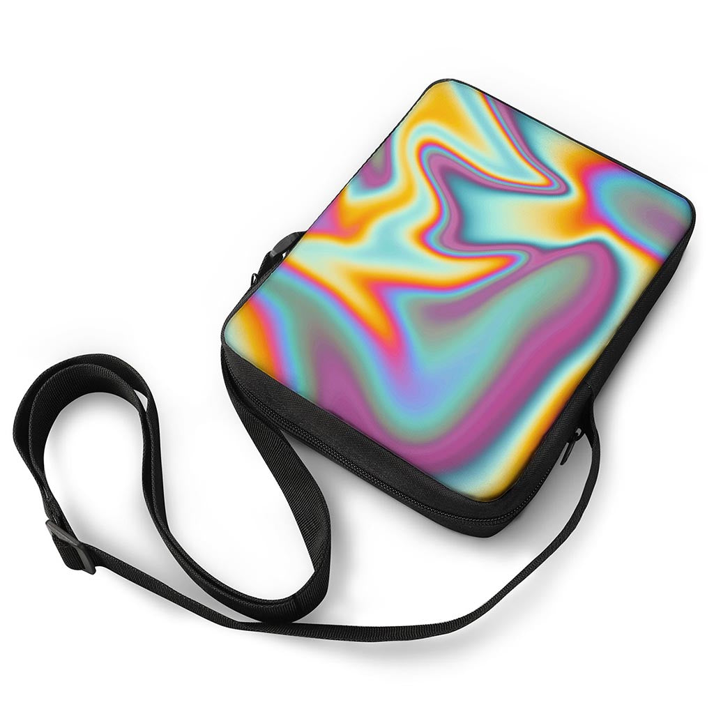 Liquid Holographic Trippy Print Rectangular Crossbody Bag