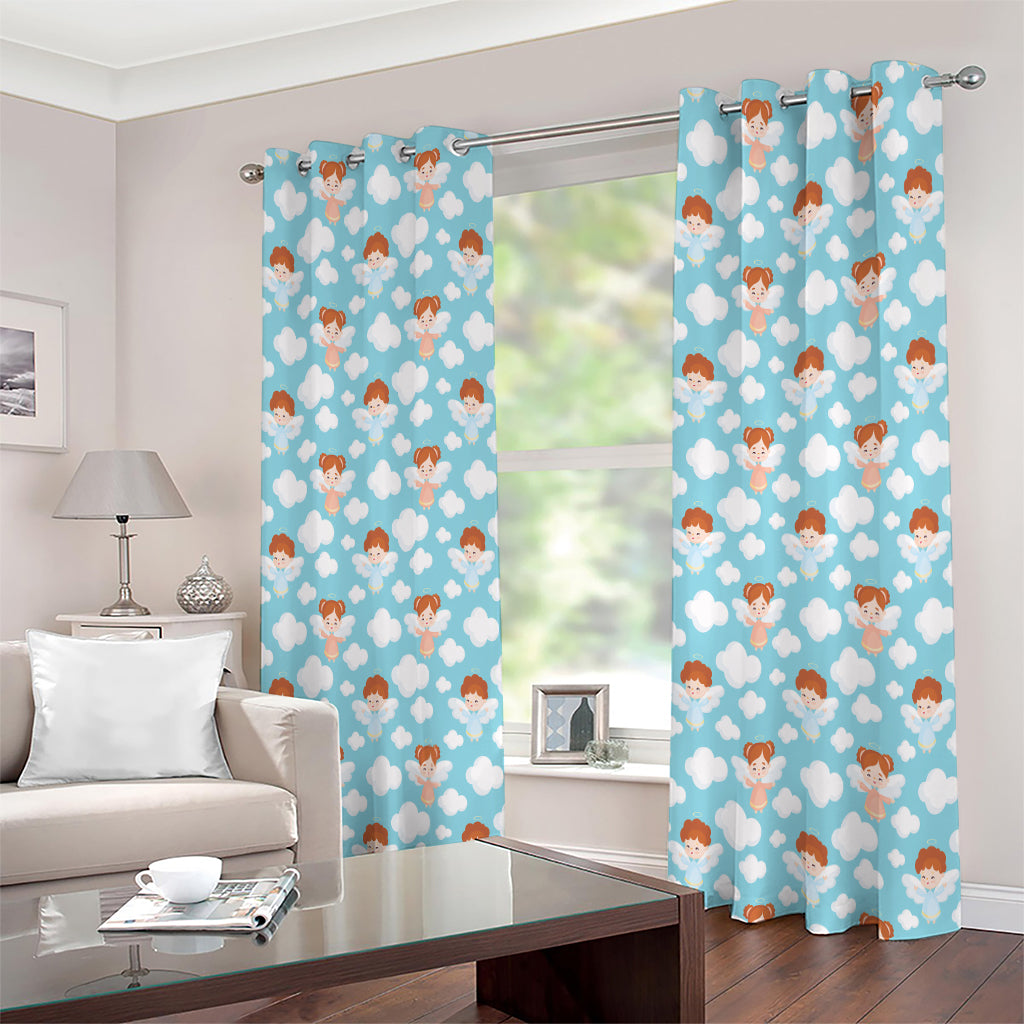 Little Angel Pattern Print Extra Wide Grommet Curtains