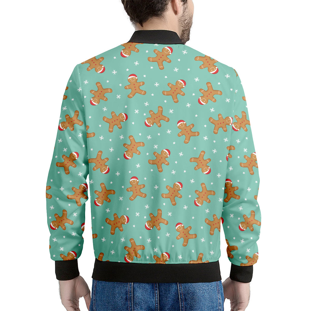 Little Gingerbread Man Pattern Print Men's Bomber Jacket