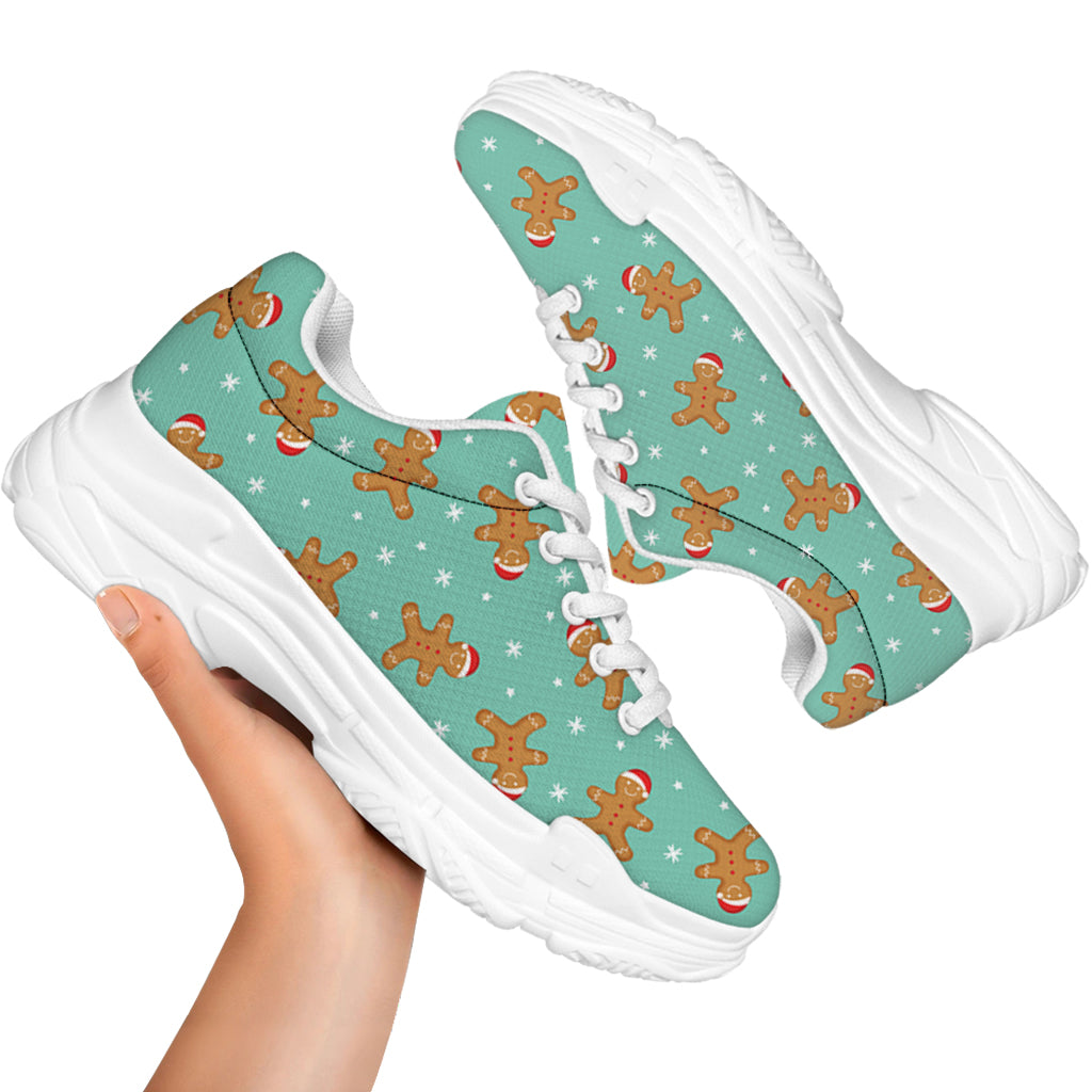 Little Gingerbread Man Pattern Print White Chunky Shoes