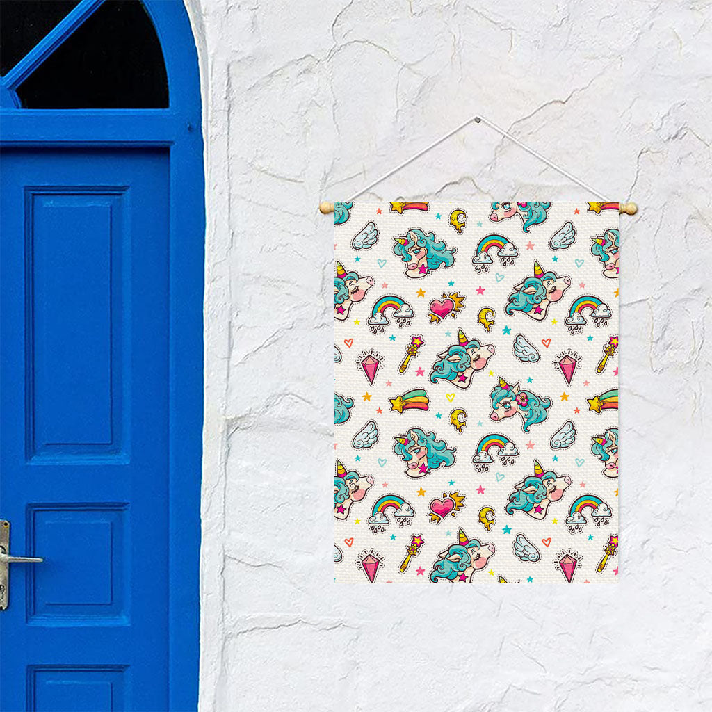 Little Girly Unicorn Pattern Print Garden Flag