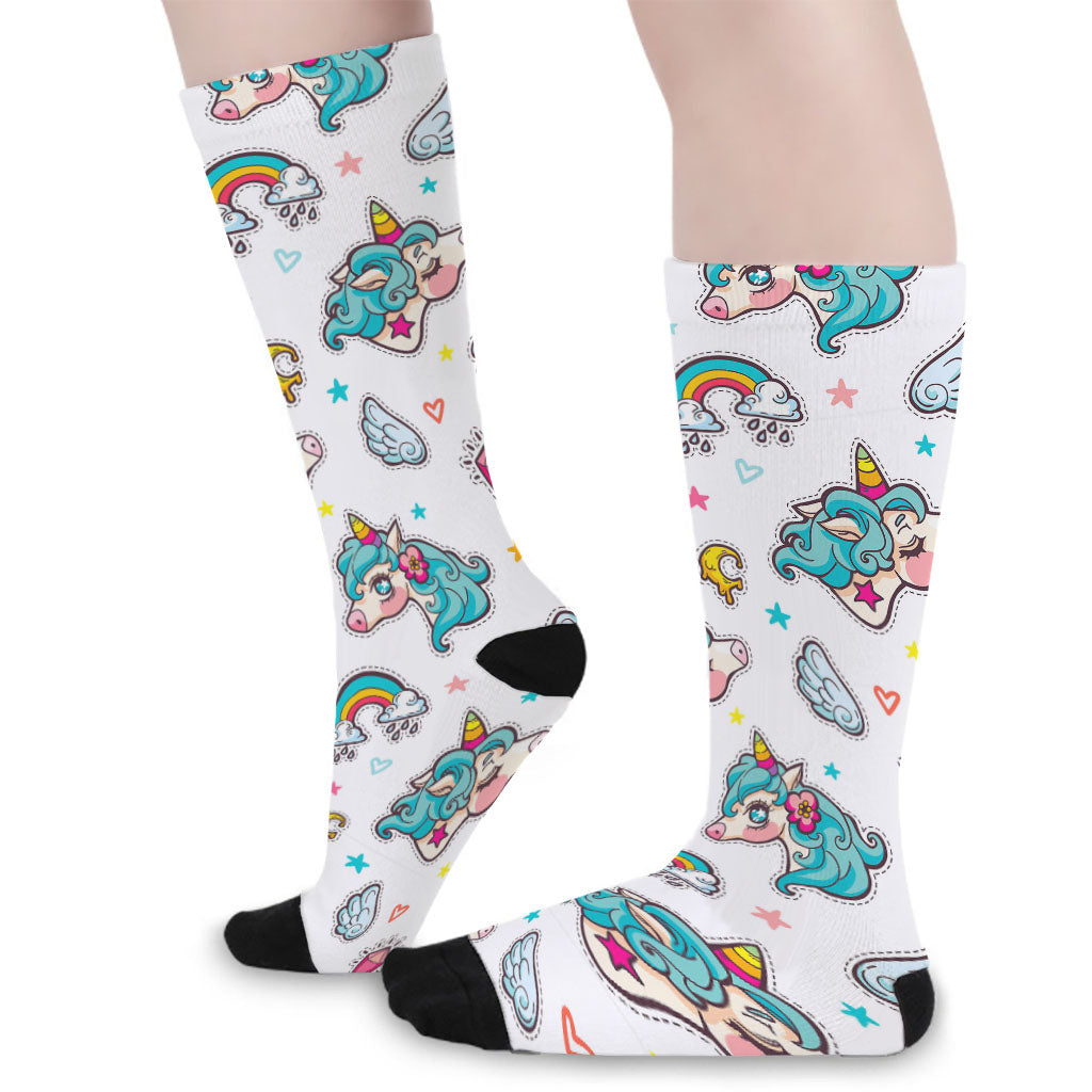 Little Girly Unicorn Pattern Print Long Socks