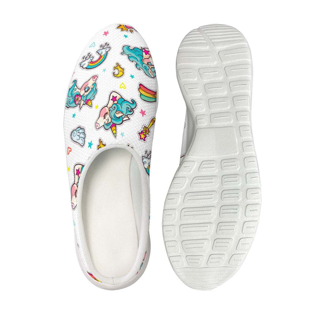 Little Girly Unicorn Pattern Print Mesh Casual Shoes