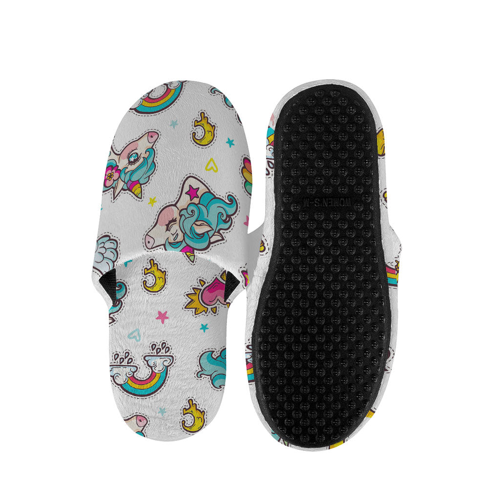 Little Girly Unicorn Pattern Print Slippers