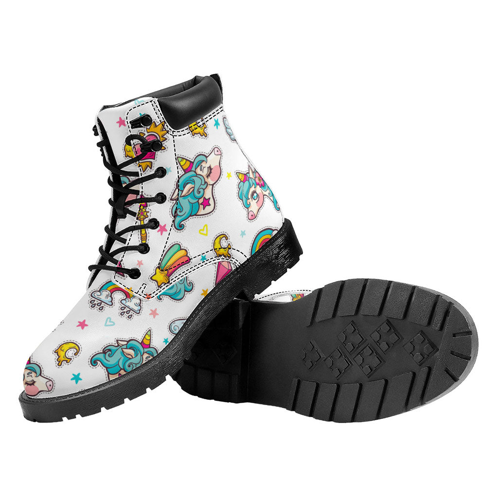 Little Girly Unicorn Pattern Print Work Boots
