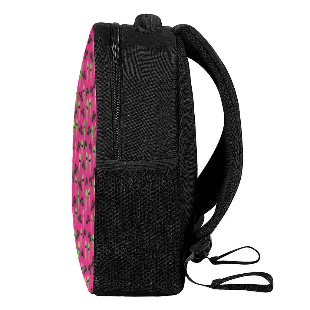 Little Green Alien UFO Print Casual Backpack