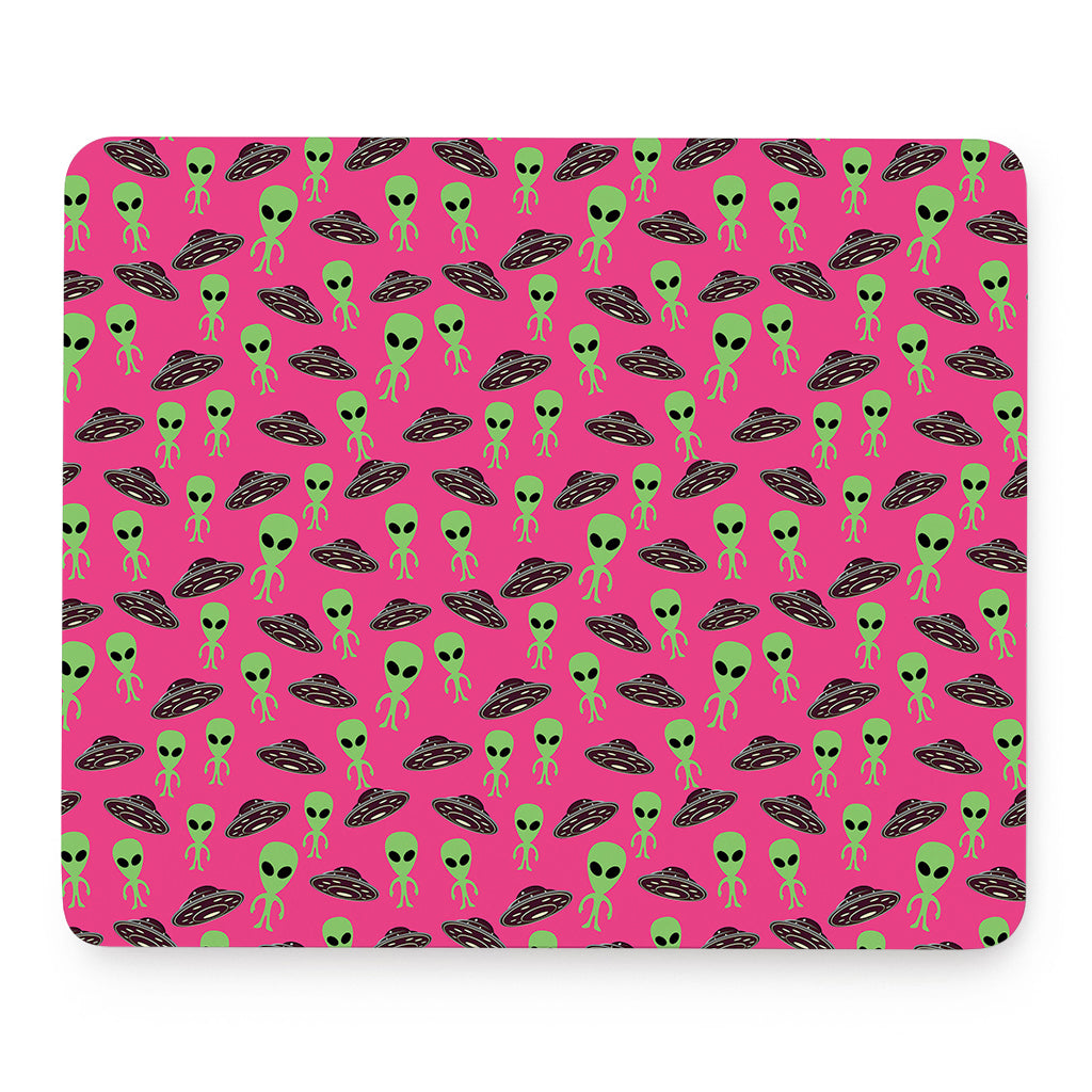 Little Green Alien UFO Print Mouse Pad