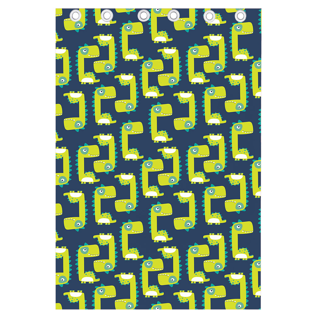 Little Green Dinosaur Pattern Print Curtain