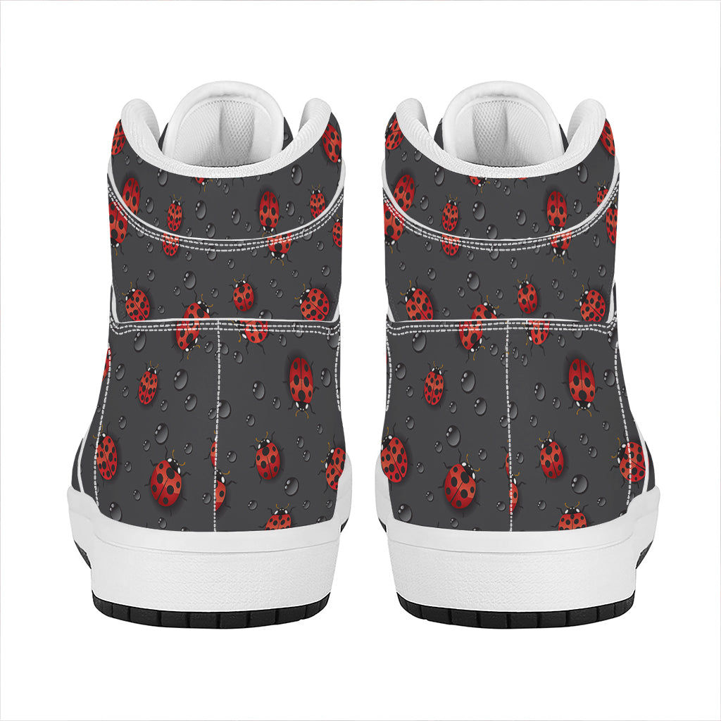 Little Ladybird Pattern Print High Top Leather Sneakers